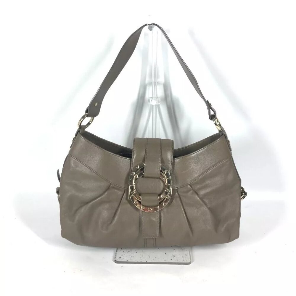 Bvlgari Bvlgari Bvlgari Logo Bag Shawl Shoulder Bag Leather Gray